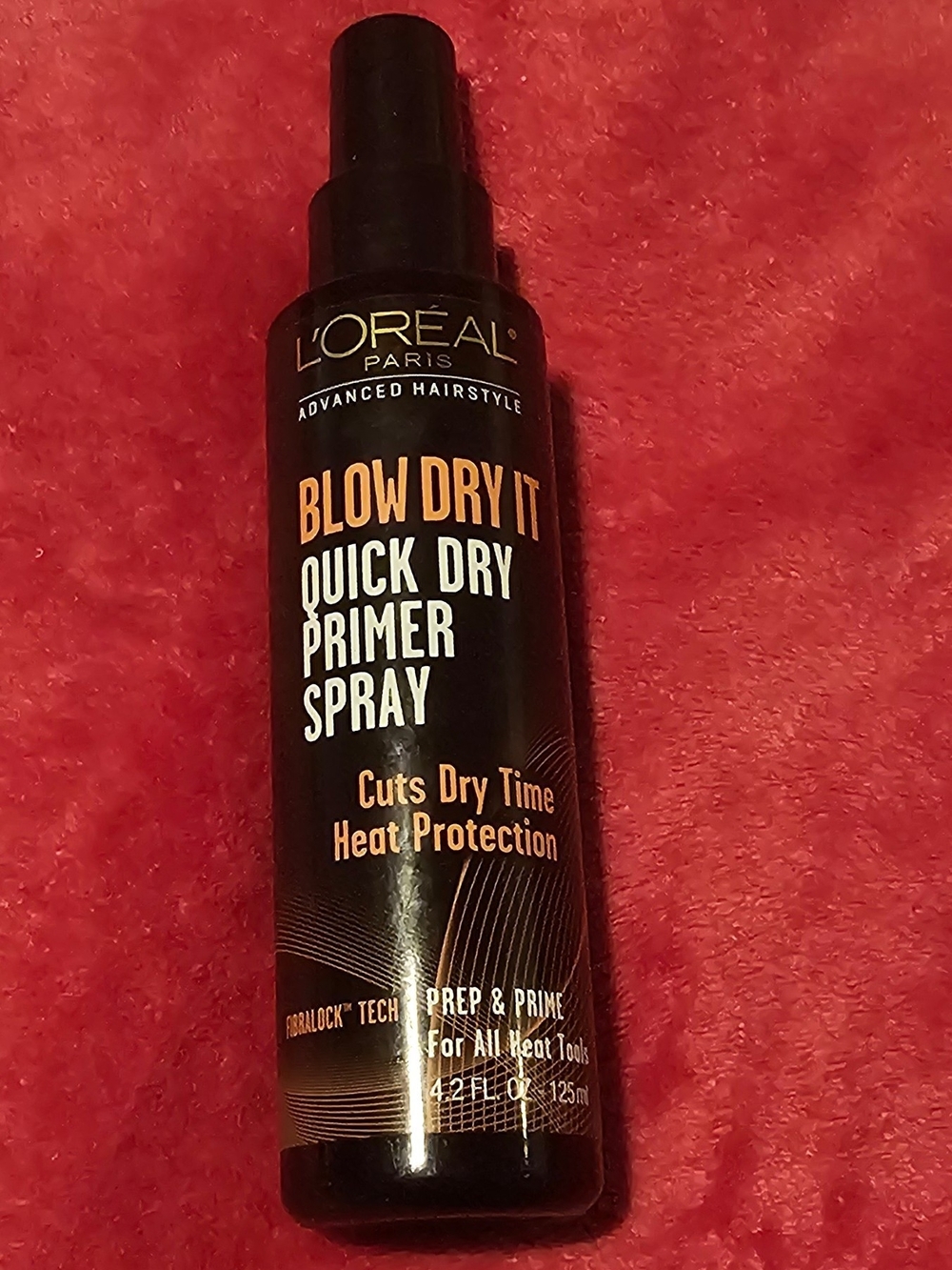 L'Oreal Blow Dry It Quick Dry Primer Spray - Black & Orange Text